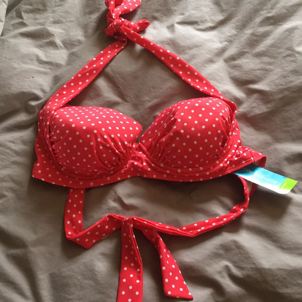 White polka dot bikini